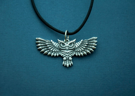 Owl norse style sterling silver Pendant
