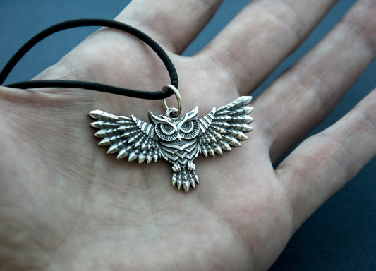 Owl norse style sterling silver Pendant