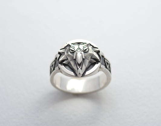 Sterling silver Witcher Griffin School Signet Ring