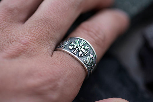 Helm of Awe Ring Scandinavian Symbol Signet Handcrafted Celtic Ornament Jewelry