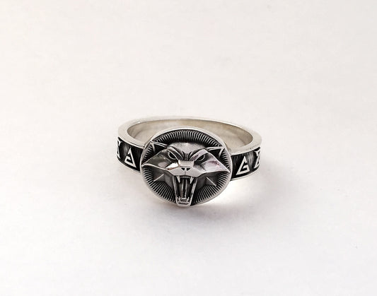 Witcher Cat school signet ring (5 witcher signs each side)