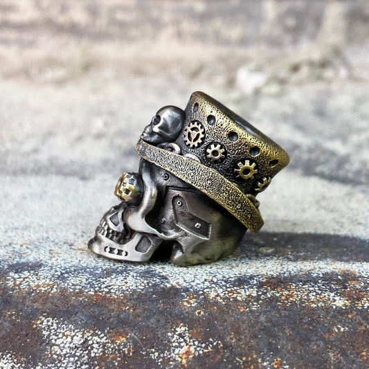 Steampunk Skull Bead Tactical paracord Charm pendant (White and Red Bronze)