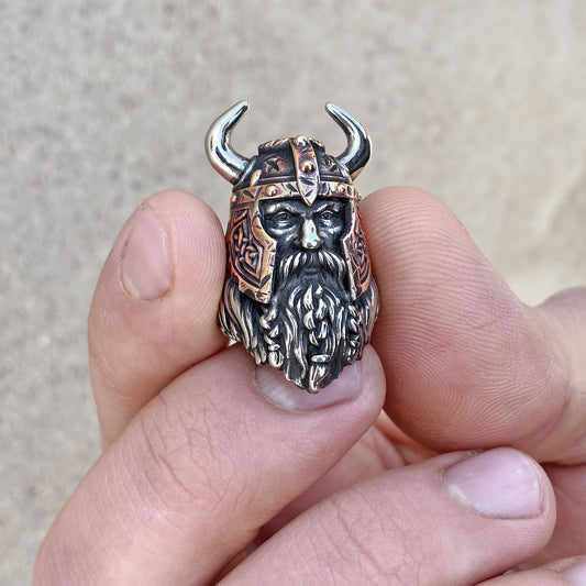Old Viking Bead Tactical paracord Charm pendant (White and Red Bronze)