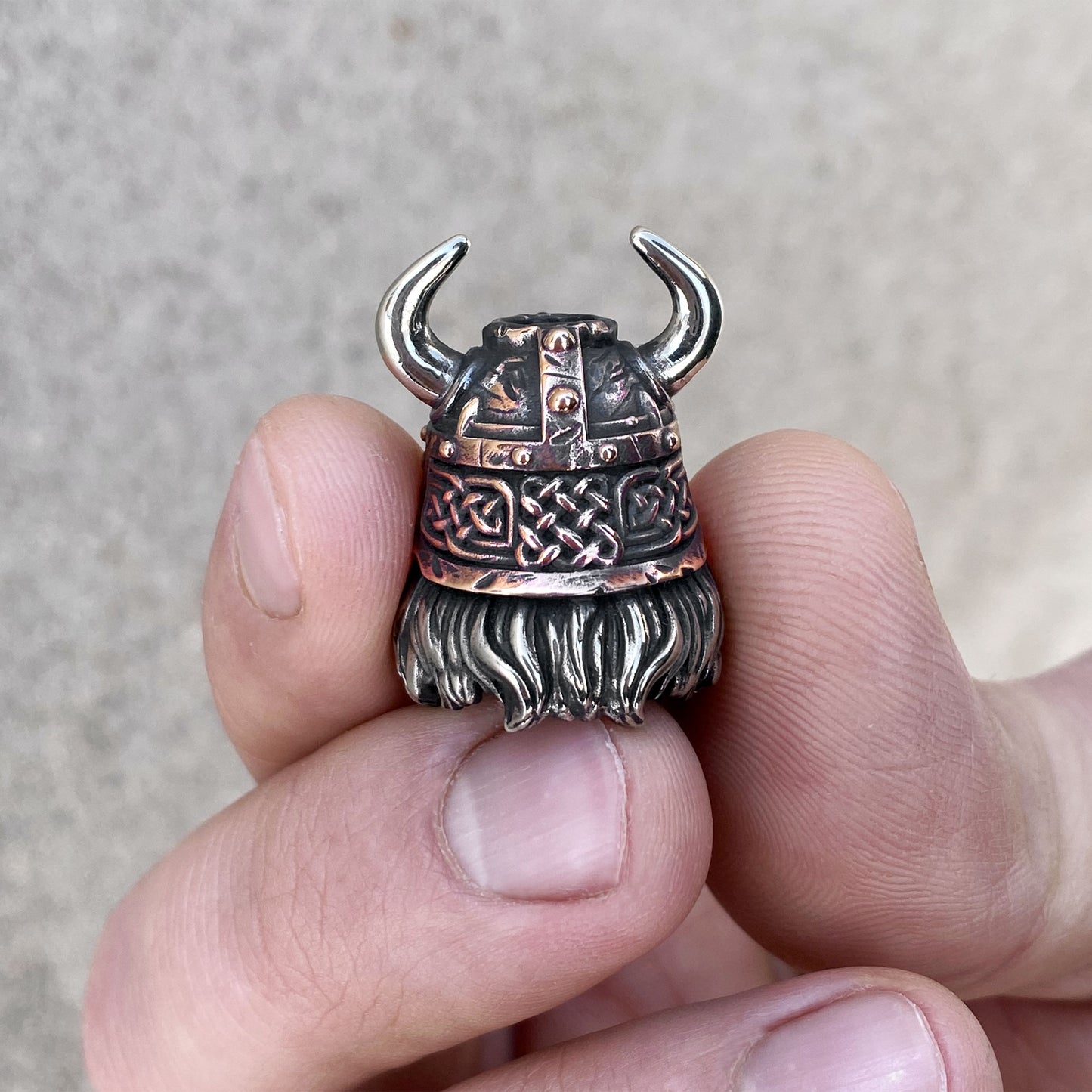 Old Viking Bead Tactical paracord Charm pendant (White and Red Bronze)