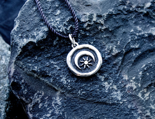 Sun and moon sterling silver Pendant