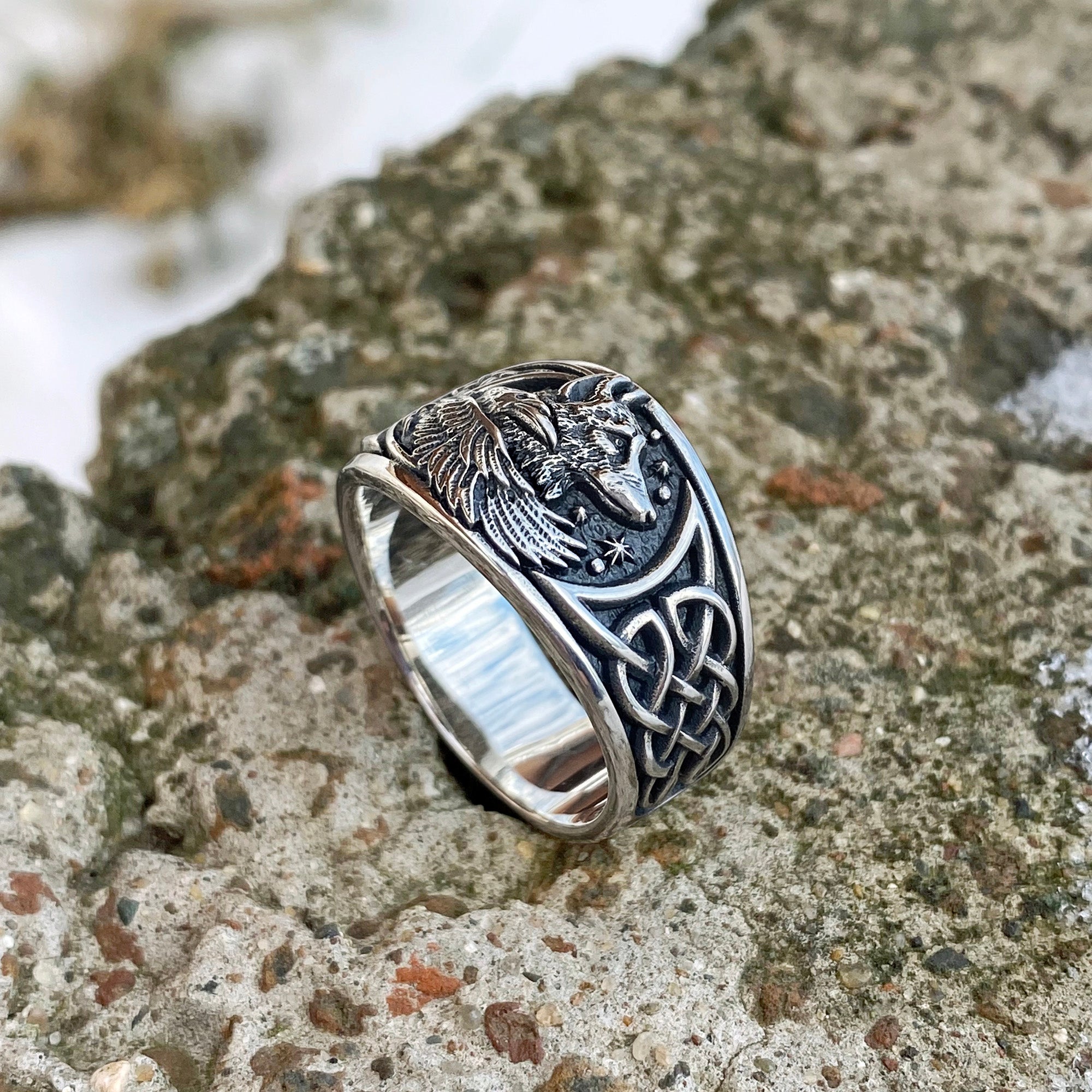 Wolf Signet Ring, Emerald & Sterling, Mens Celtic Signet Ring, Mens Silver Celtic  Ring, Mens Wolf Ring, Mens Silver Signet Ring, 1354 - Etsy | Mens silver  signet ring, Viking jewelry, Fashion rings