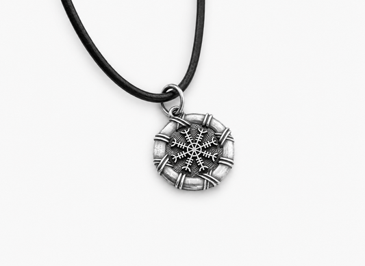Sterling silver pendant with Helm of Awe Viking symbol