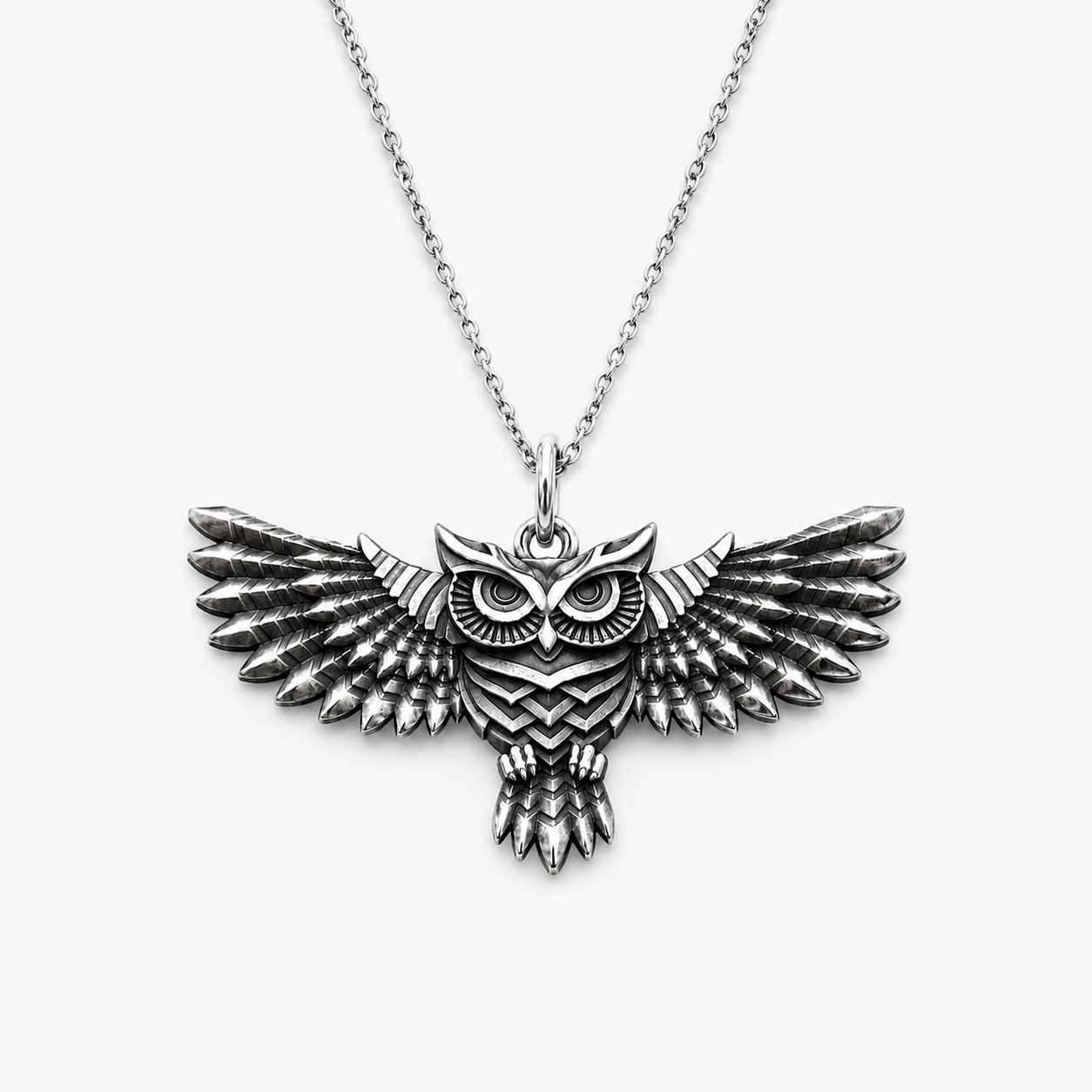 Norse Owl Sterling Silver Pendant