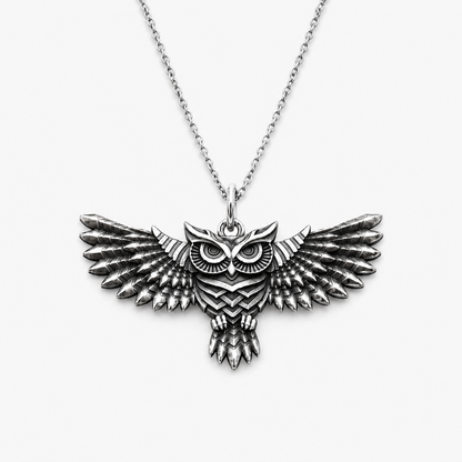 Norse Owl Sterling Silver Pendant