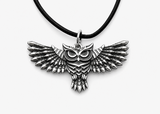 Owl norse style sterling silver Pendant