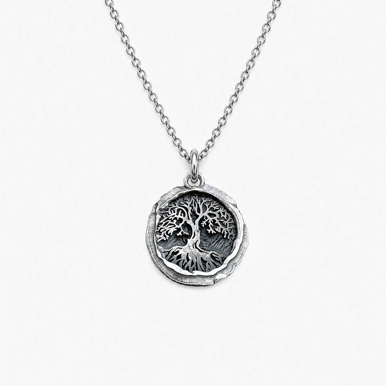 Tree of Life sterling silver pendant with oxidized finish