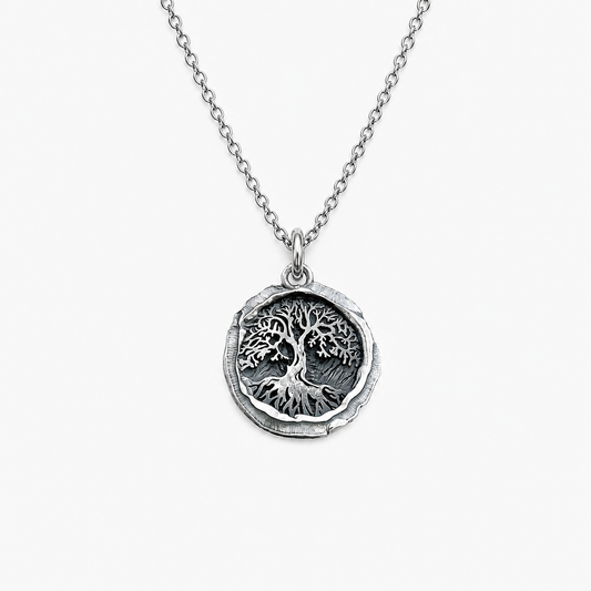 Tree of Life sterling silver pendant with oxidized finish