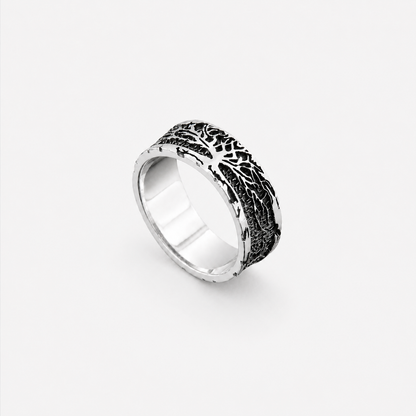 Tree of Life Runes Norse Mythology Sterling Silver Ring