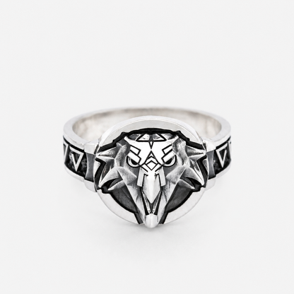 Sterling silver Witcher Griffin School Signet Ring